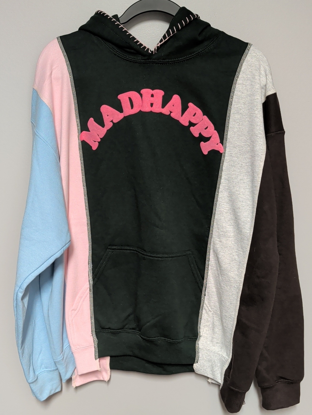 Madhappy Colorblock Hoodie in Pink, Blue, Gray & Brown